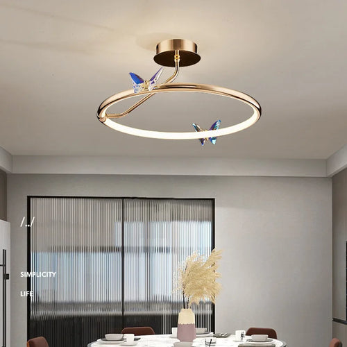 suspension led anneau d'or avec motif papillon - vue 4 sur 20