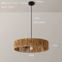 Southeast Asian style rattan pendant light with adjustable cord
