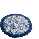 Navy blue countryside table runner with white lace