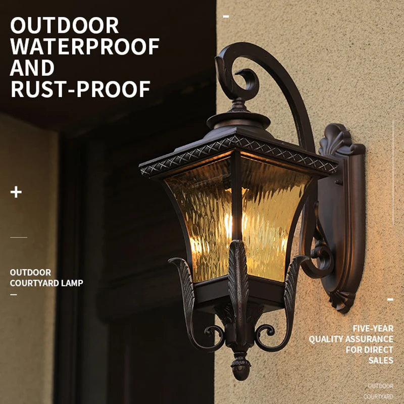 Retro outdoor wall light for decorative garden lighting