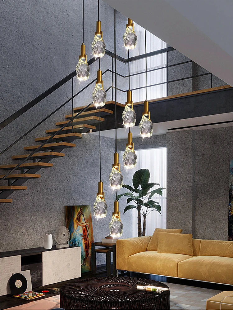Modern creative crystal chandelier for spiral staircase