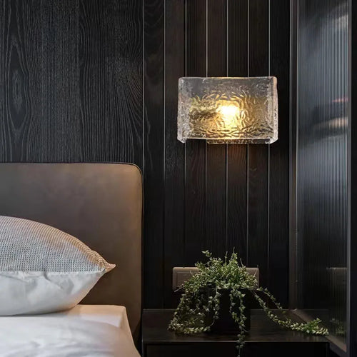 Square glass wall light with water pattern modern indoor decoration - vue 2 sur 7
