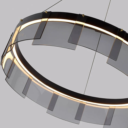 Modern Nordic smoked glass LED pendant chandelier - vue 5 sur 9