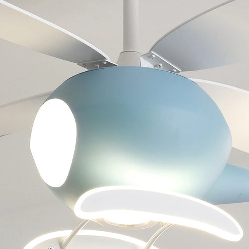 Helicopter LED ceiling fan pendant light for children with remote control - vue 5 sur 8