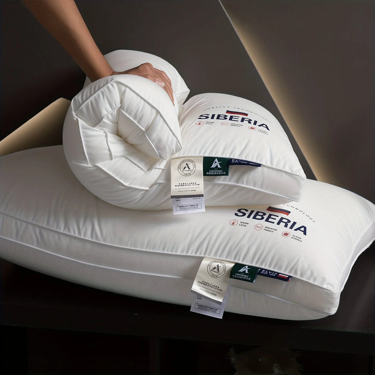 All Cotton Pillow with Thickened and Encrypted Core for Neck Protection, Available in 3 Heights, Bedroom Pillow, White - vue 1 sur 7