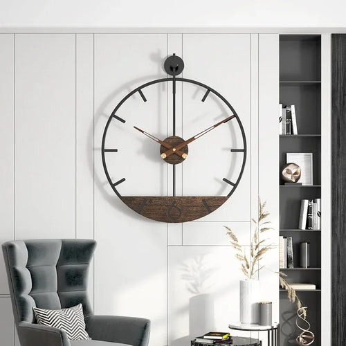 Nordic retro design iron wall clock creative home decoration - vue 5 sur 6