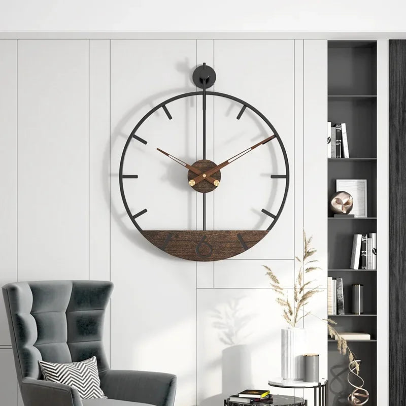 Nordic retro design iron wall clock creative home decoration - vue 5 sur 6