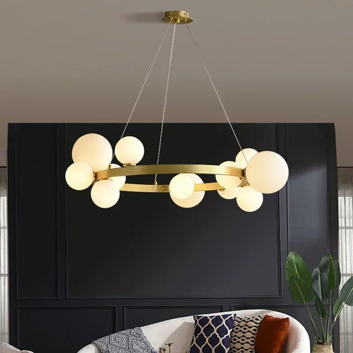 Nordic glass LED chandelier for modern decor - vue 3 sur 11