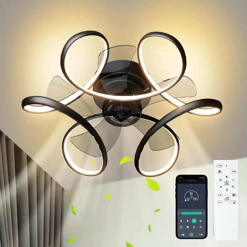Modern silent LED ceiling light with remote control and coloured light