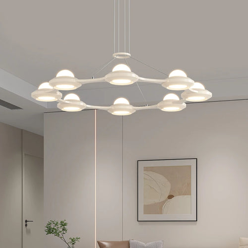Modern minimalist three-head Italian cream style chandelier - vue 2 sur 12