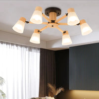 Decorative Nordic glass and wood chandelier