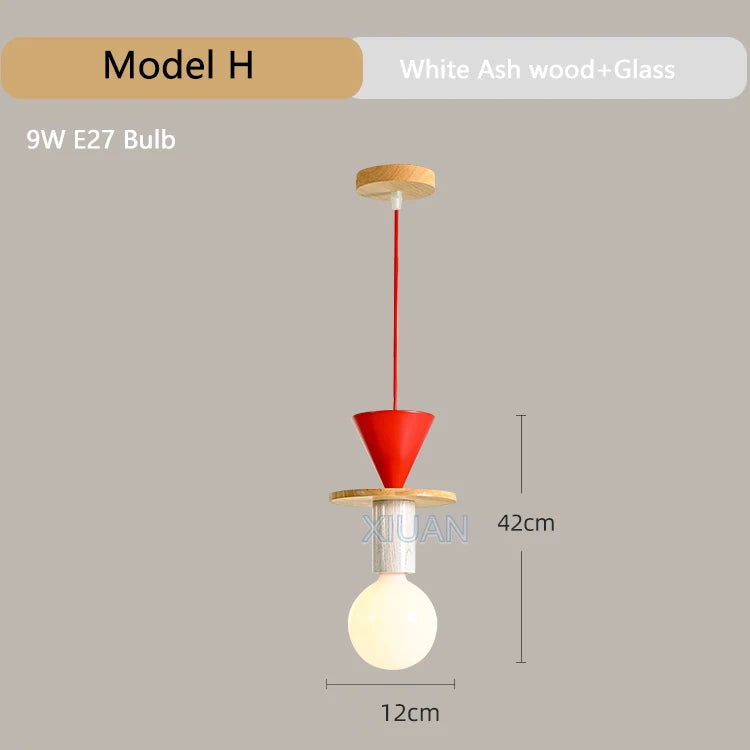 Modern wooden chandelier with LED for home - vue 7 sur 13