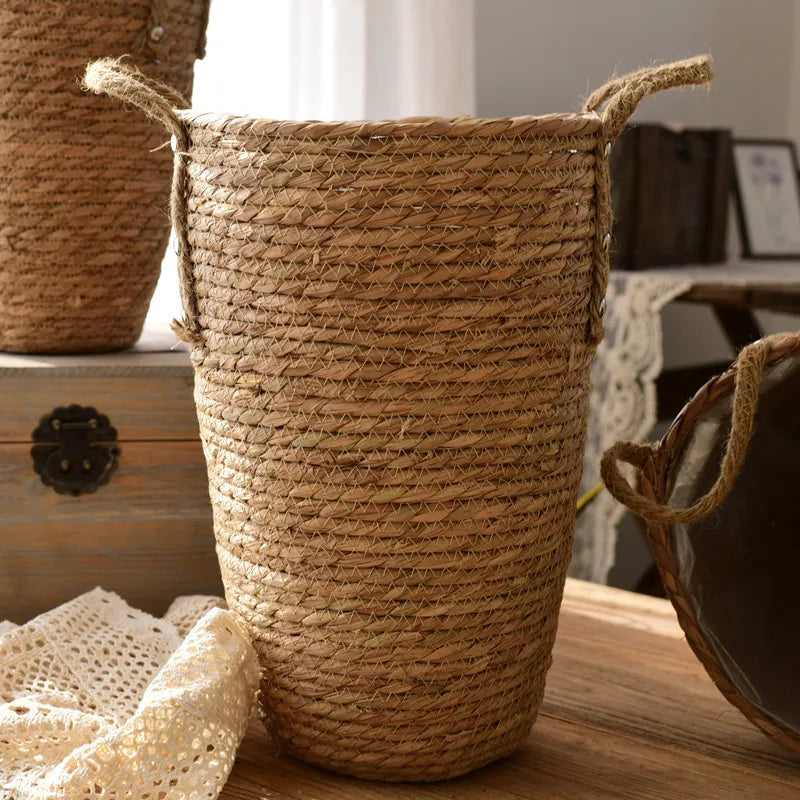 Nordic modern grass woven flower basket dried floral decor - vue 3 sur 6
