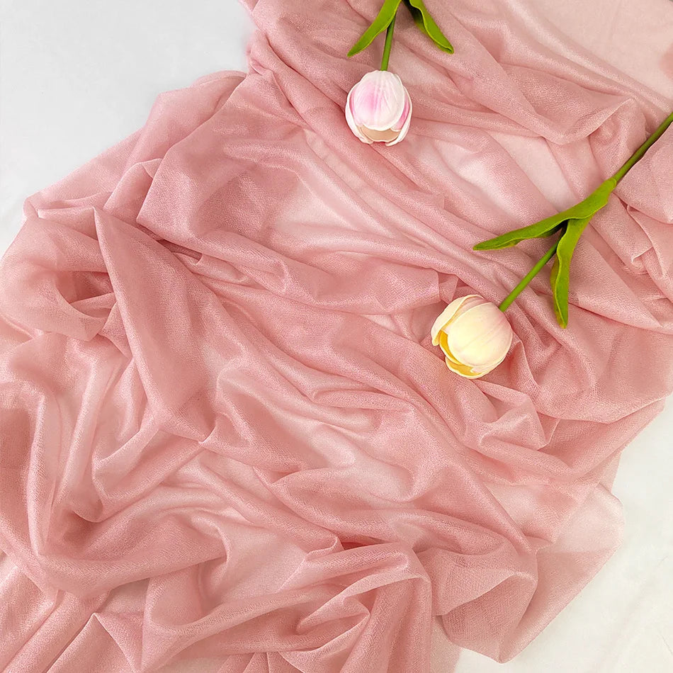Set of 4 transparent boho muslin table runners