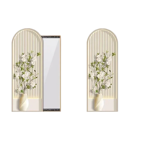 Nordic decorative square mirror with floral aesthetic frame - vue 2 sur 9