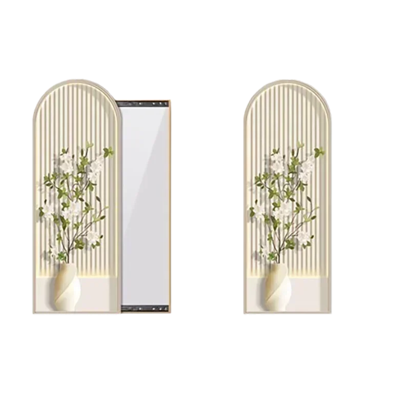 Nordic decorative square mirror with floral aesthetic frame