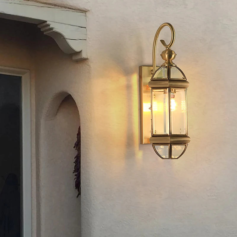 Outdoor wall light gold copper retro luxury for villa, garden, balcony, terrace and gate - vue 4 sur 8