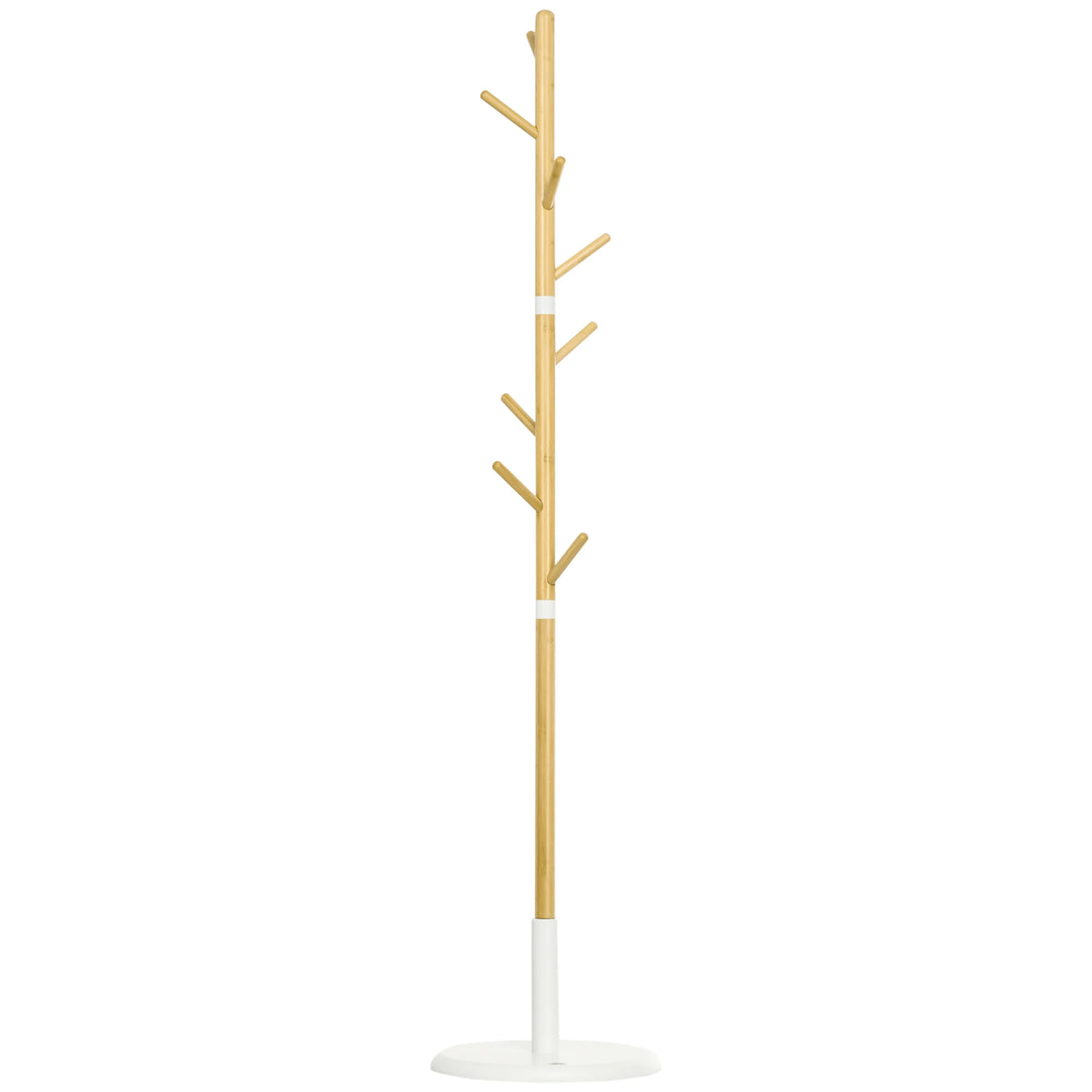 HOMCOM bamboo foot rack with 8 hooks for clothes Ø 37.8x175.6 cm Natural