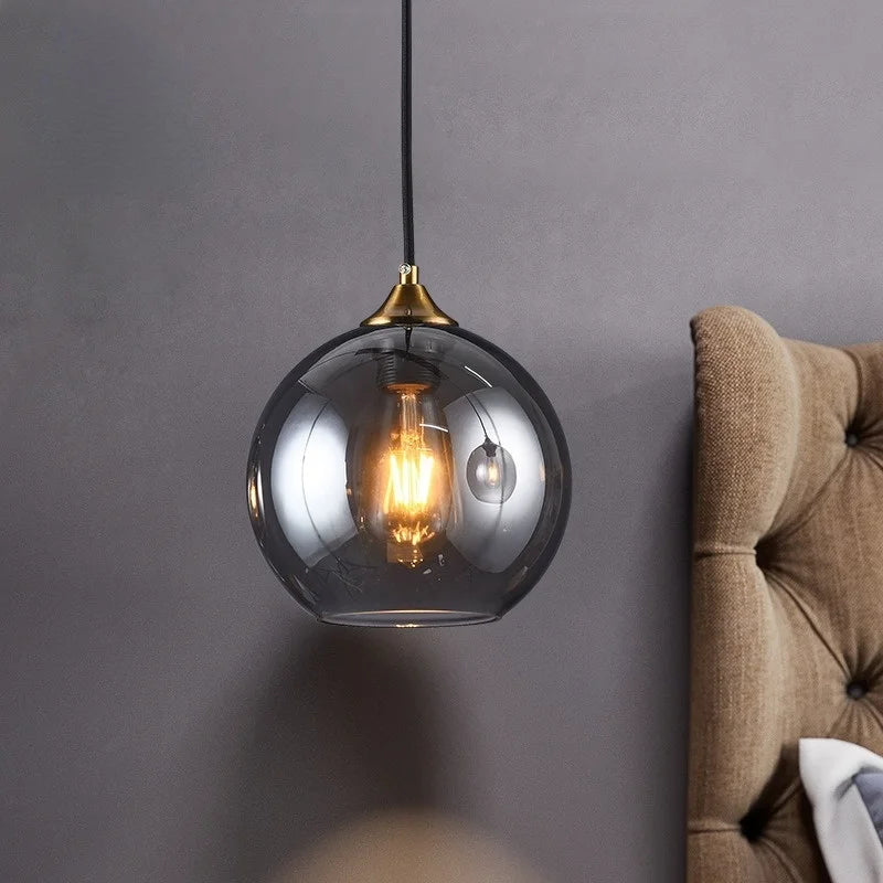 Nordic smoked glass luxury single pendant lamp