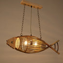 Retro decorative woven bamboo fish wall light for café and hotel