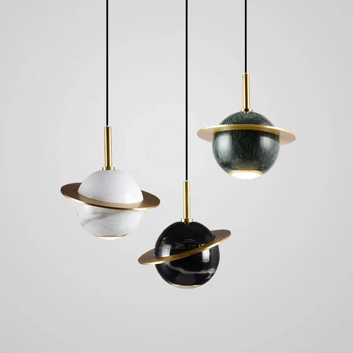 Nordic style natural marble circular chandelier for bars and restaurants - vue 7 sur 9