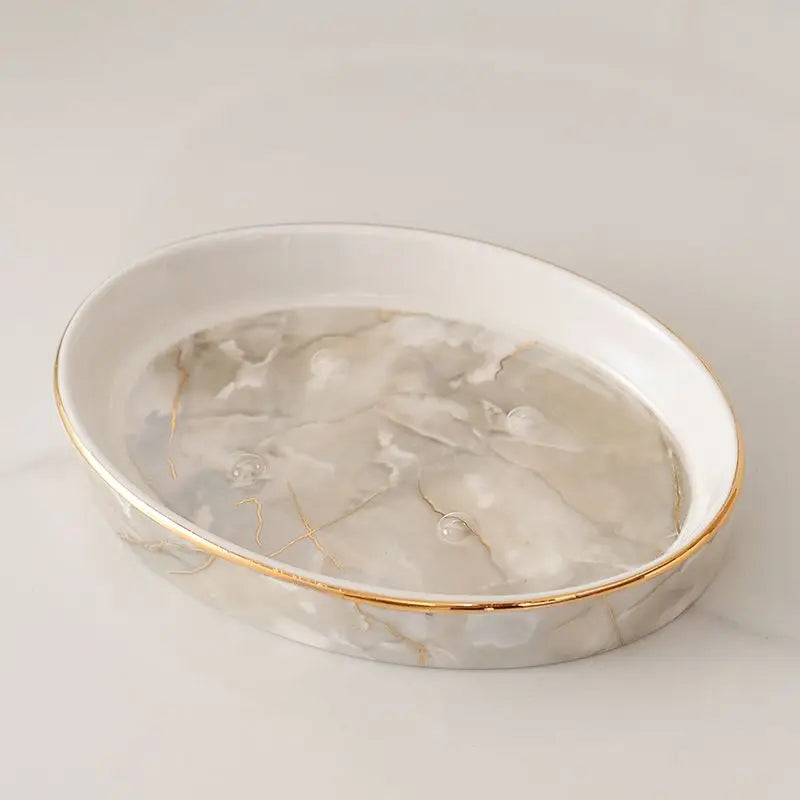 decorative and practical marbled ceramic bathroom accessories - vue 11 sur 18