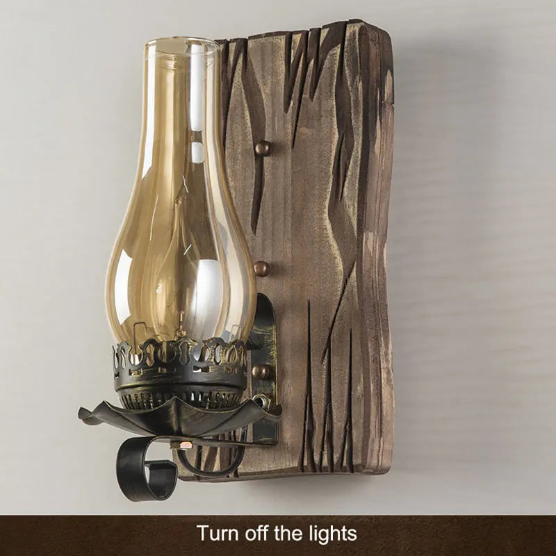 American vintage wooden wall light for restaurant, bar or loft - vue 4 sur 6