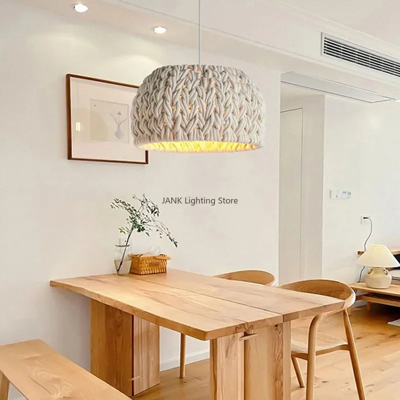 Hand-woven Japanese wabi sabi chandelier for modern interiors