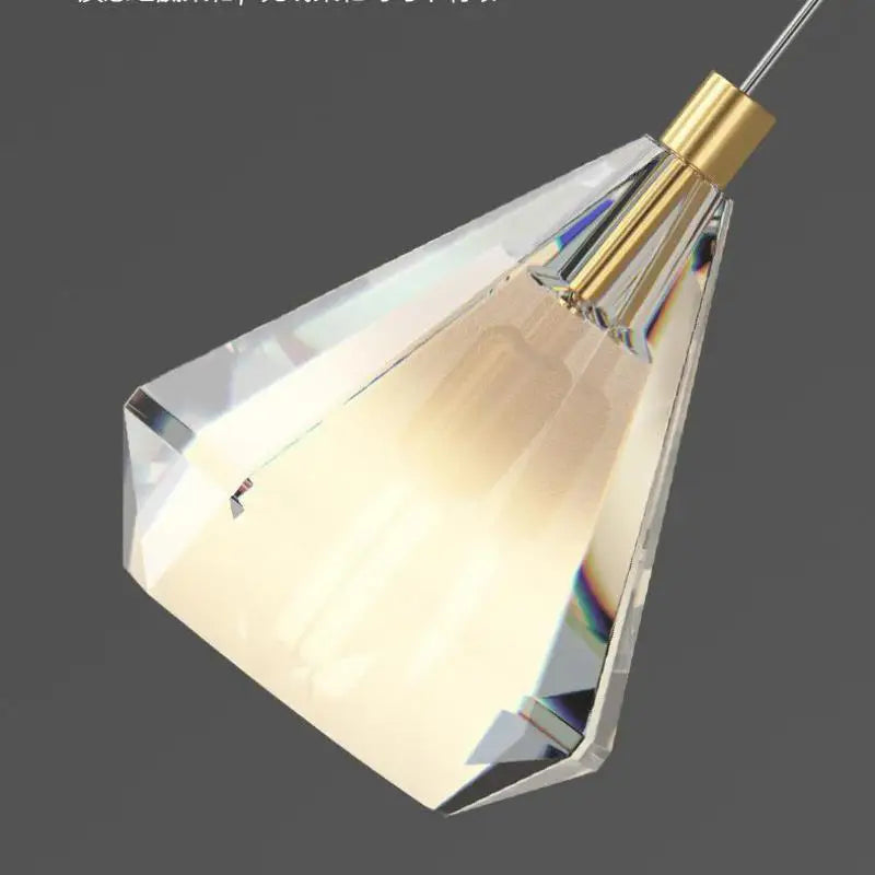 Vintage copper diamond crystal chandelier for indoor lighting - vue 3 sur 8