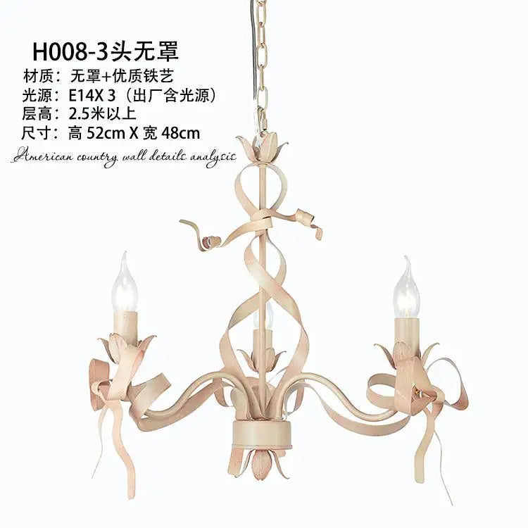 Pink ribbon chandelier for elegant children's bedroom - vue 12 sur 14