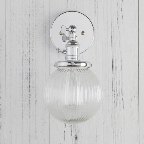 Phansthy vintage industrial wall light with round glass shade - vue 9 sur 10
