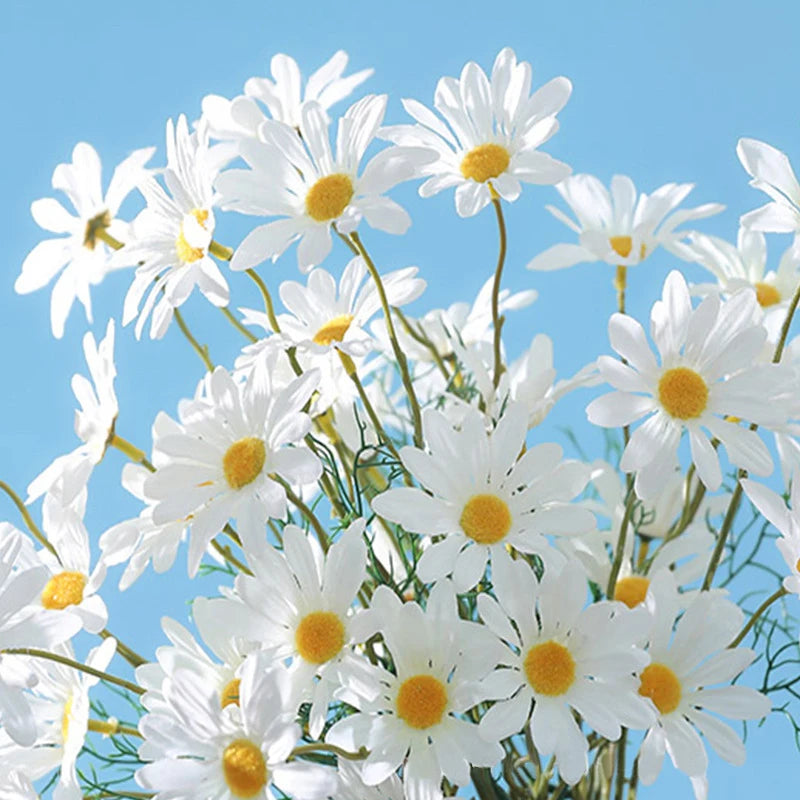 5 white daisy heads artificial flowers for festive decorations - vue 5 sur 11