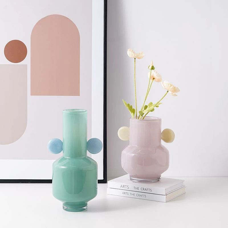 cartoon flower stained glass vase with ears decorative - vue 4 sur 9