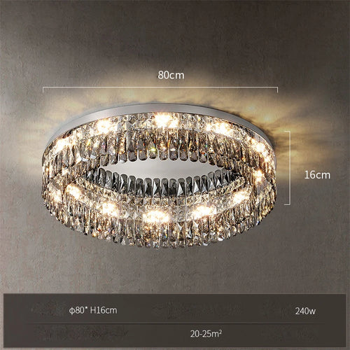 Gold crystal rectangular square dimmable LED ceiling light