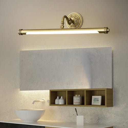 Chinese style gold mirror bathroom wall light retro waterproof - vue 4 sur 8