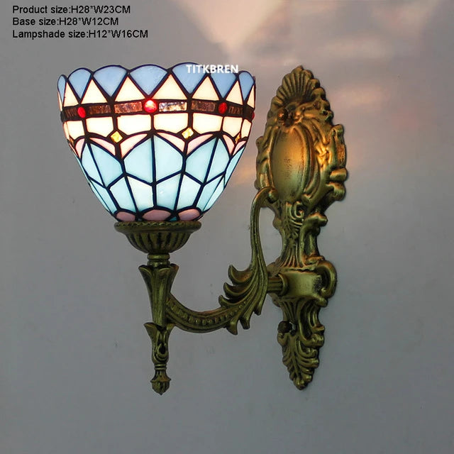 Turkish flower wall light with decorative baroque glass lampshade - vue 6 sur 17