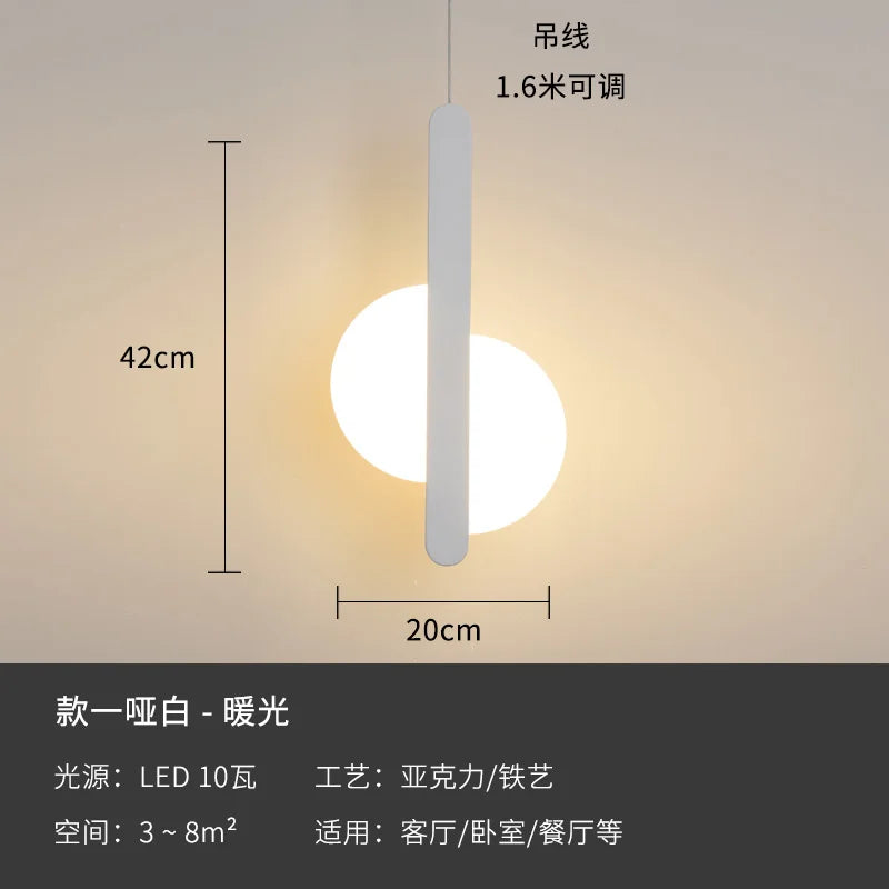 Modern geometric LED acrylic moon pendant light - vue 22 sur 24