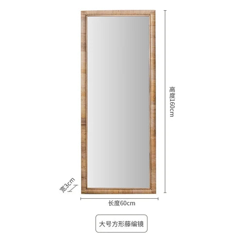 Full length mirror, floor mirror, girls' makeup, dressing, dressing, rattan net, Nordic fitting mirror, ins - vue 6 sur 12