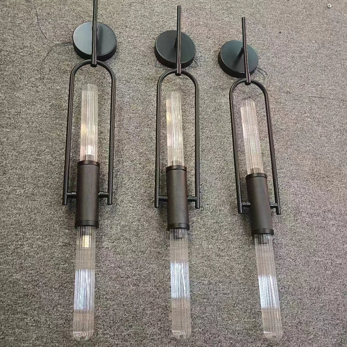 Art deco wall light in clear glass and gold metal for home lighting - vue 7 sur 9