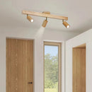 Modern wooden LED ceiling light with track spotlight