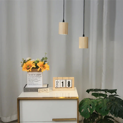 Modern solid wood pendant lights nordic creative style - vue 4 sur 7