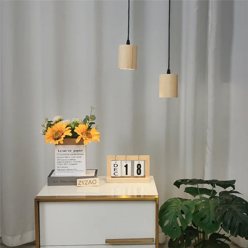 Modern solid wood pendant lights nordic creative style - vue 3 sur 7
