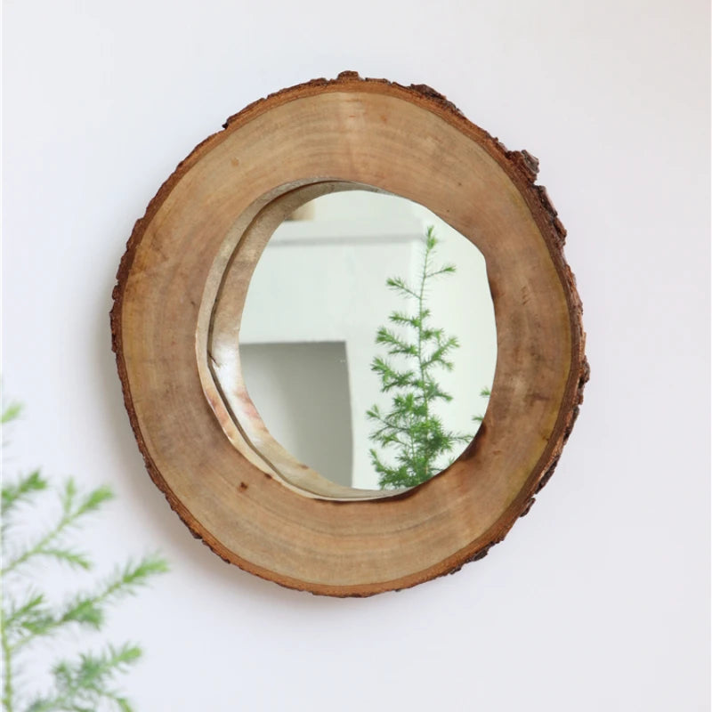 vintage round wooden decorative mirrors for nordic interior