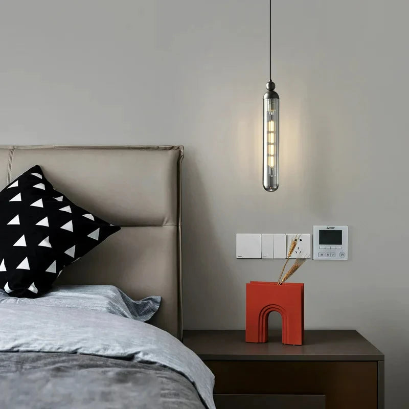 Clear glass chandelier with adjustable copper cord - vue 3 sur 8