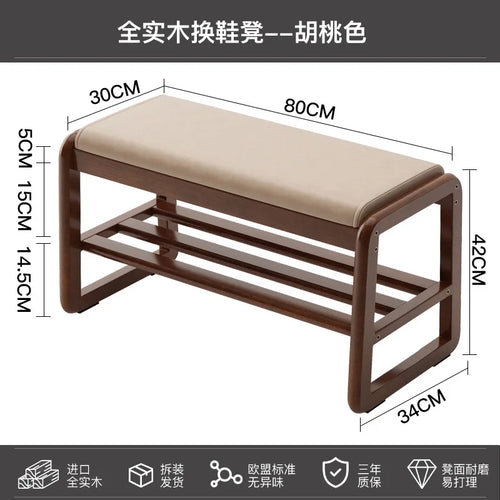 solid wood shoe bench for practical storage - vue 7 sur 9