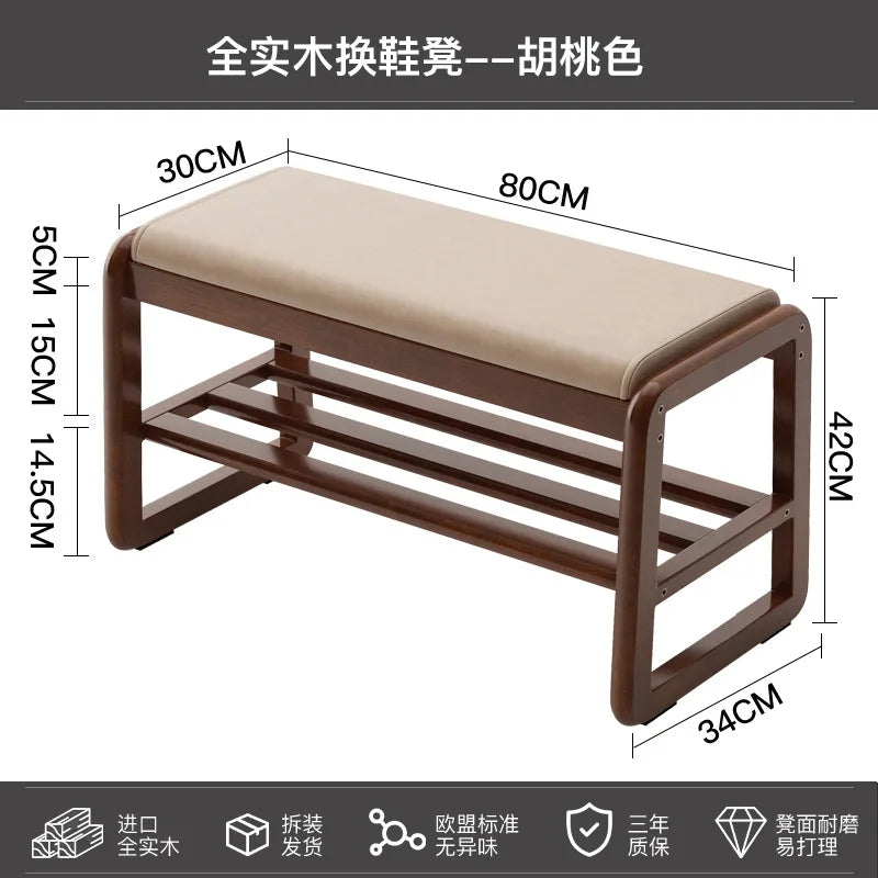 solid wood shoe bench for practical storage - vue 6 sur 9