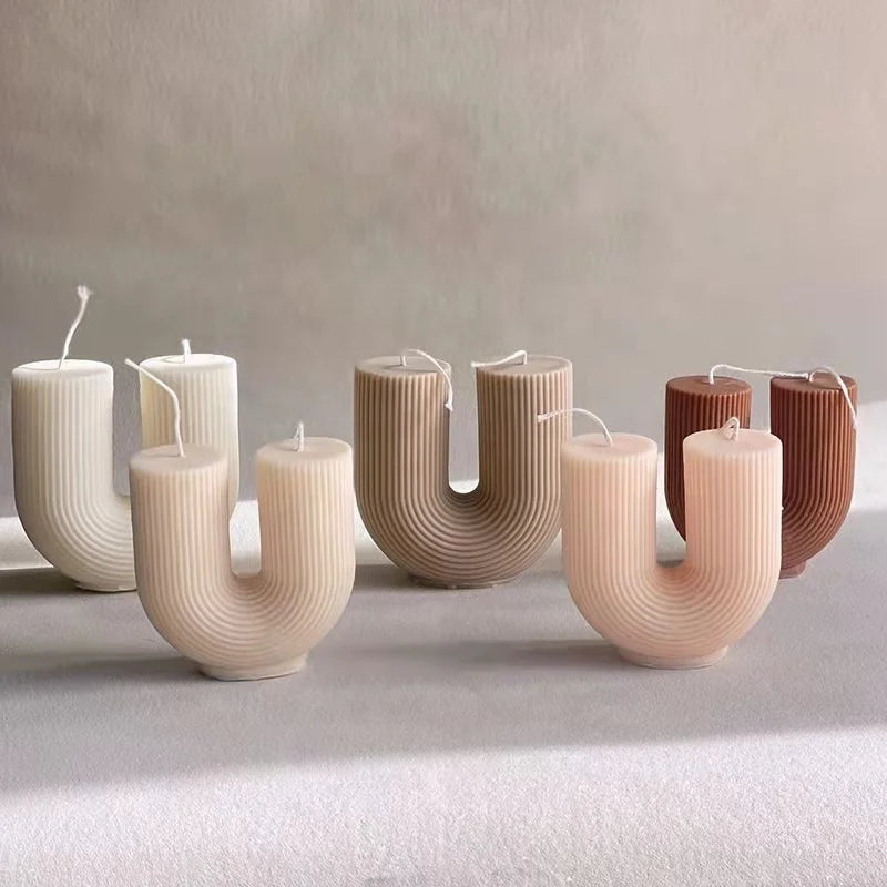 geometric u-shaped scented candles for home decor - vue 5 sur 22