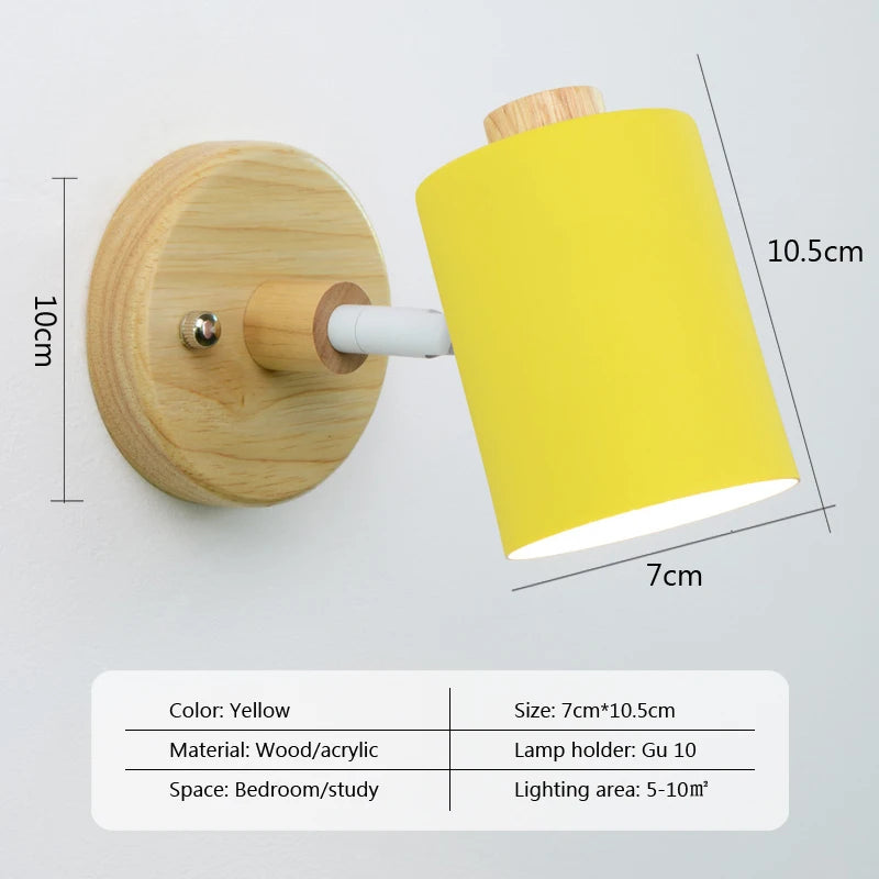 Nordic wall light bedside lamp with switch eu/UL plug macaron GU10 sconce for study or bedroom modern decor