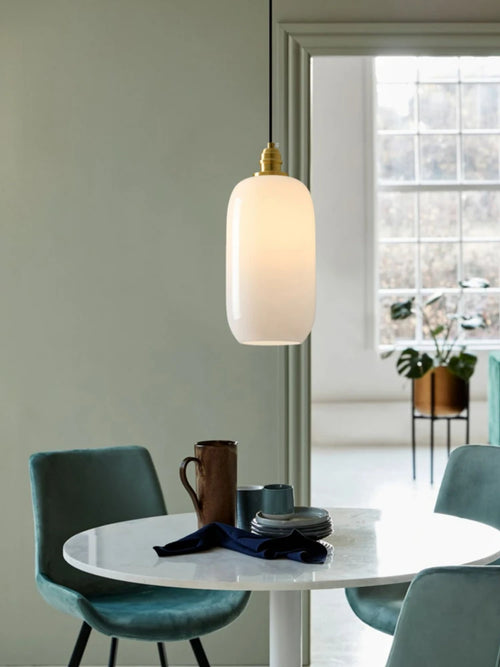 White glass chandelier for an elegant artistic ambience - vue 5 sur 7