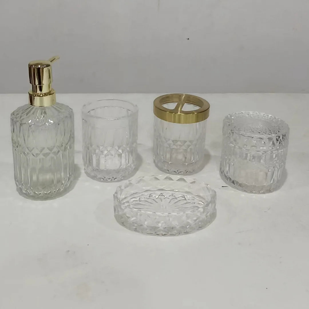 hotel bathroom glass accessory set - vue 10 sur 10